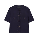 Spring 2025 New Women's Short-Sleeved Simple Fashion Knitted Jacket Skirt 1822025