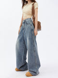 Toloer Wide-Leg Jeans Female Autumn 2024 New High Waist Loose Show Thin Feeling Straight Floor