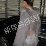 Autumn And Winter New Women's Fashion Pure Color Bare Back Hollow Net Hoodie