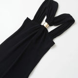 Homemade New Women's Gold Knitted Neck Dress