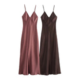 Women's Clothing 2025 Spring New Sleeveless Temperament Silk-Sense Silk-Sense-Backed V-Necked
