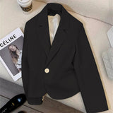 Toloer And Autumn New Fashion Small Web Celebrity Fried Street White Short Suit Jacket Female Simple All-Match Niche Suit-Outfit