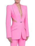 Toloer 2024 New Fashion Hollow Out Design Sense Show Thin Suit Show Legs Suit Pants Casual Professional Suit Female-Outfit