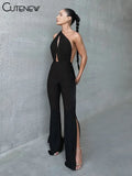 Women's Solid Casual Jumpsuit Spaghetti Halter Body-shaping Romper Overall Female One-piece Pants Fashion Streetwear Hot-Outfit