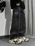 Men's Distressed Star Embroidered Loose Jeans-Outfit
