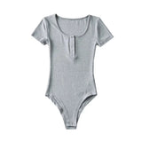 Summer Sexy Thin Threaded Blouse Tight Short-Sleeved T-Shirt Women's New Button Round Collar Jumpsuit With Bottom-Outfit
