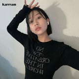 Jennie Same Tops Korean Fashion Letter Print T-shirt Kpop Designer Clothes Grunge Crop Tops Y2k Vintage Streetwear