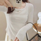 Toloer Velvet Inside The Bottom Shirt Female 2024 Autumn And Winter Long-Sleeved T-Shirt Slim Show Thin Design Sense Of Foreign Style Student Jacket