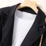 Toloer Autumn New Long Sleeve Large Size Black Small Suit Foreign Style Slim Suit Small Coat Female Tooling-Outfit
