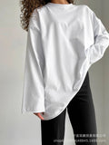 Spring Autumn New Pure Cotton Long-Sleeved T-Shirt Women Hand-Wearing Loose Blouse Hot