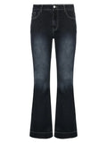 Washed Low Waist Flare Jeans-Outfit