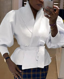 Winter Puff Sleeve Turndown Collar Formal
