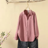 Toloer Women's Lint-Tuff Long-Sleeved Shirt Women's Cotton Comfortable Solid Shirt Women's Clothing In Autumn