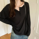 Version Of Loose Casual Long-Sleeved Sweater Women's Autumn New Solid Color Lazy Style All-Inclusive Top-Outfit
