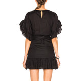 Ruffles Dress For Women Petal Sleeve High Waist Lace up Irregular Mini Dresses Female Fashion Korean Clothing