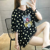 Daisy Gauze Spliced Pullovers Casual Female Clothing Fake Two Pieces Summer Korean Printed Commute Loose Midi T-shirt-Outfit