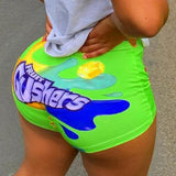 Women Elastic High Waist Running Sports Shorts Gym Stretch Underwear Letter Print Panties Boyshort Evening Party Homewear-Outfit