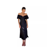 Summer Women's New Temperament Pure Color V-Neck Sexy Elegant High-Waisted Dress