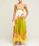 Summer New Sexy Sling Temperament Print High Waist Swing Dress