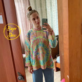 Aproms Elegant Multi Color Print Oversized Sweater Women 2021 Spring Stretch Knitted Pullovers Streetwear Fashion Loose
