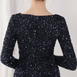 Winter Elegant Deep V Neck Long Sleeve Slit Cocktail Eevening