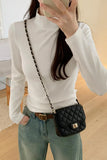 Collar Threaded Bottom Women Wear Temperamental Long-Sleeved T-Shirts In Autumn And Winter-Outfit