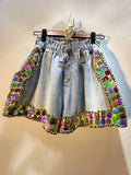 Women's Denim Shorts Loose Elastic Waist Rivet Colorful Big Sequins Wide Leg Short Jeans 2024 Summer New Fashion 29L1084-Outfit