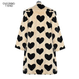 2021 Winter Women Warm Faux Fur Coat Love Pattern Women Long Coat Turn Down Collar Women Warm Plush Coat Classic Coat
