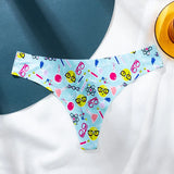 Printed Thong Ice Silk Scarless Trousers Women Cotton Crotch Thin Breathable Invisible Trousers