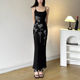 Toloer 2024 New Women's Mesh Slip Dress Show Slim Slim Wrap Hip Waist Dress-Outfit