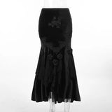 Summer New Fashionable Sexy Hot Girl Dress Dark Gothic Temperament Slim Buttocks Fishtail Skirt-Outfit