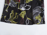 Spring Silk Satin Texture V-Collar Printed Flute Dress 2398113-Outfit