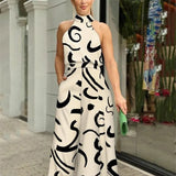 Toloer 2024 Women's Ins New Fashion Round Collar Sexy Print