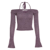 Toloer 2023 New Women's Solid Color T-Shirt Hanging Neck Fashion Slim Back Sexy Vest Suit Women-Outfit