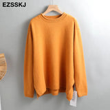 Autumn Winter O-NECK oversize thick Sweater pullovers Women 2021 loose cashmere turtleneck Sweater Pullover female Long