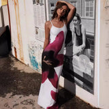 Toloer Women's Summer 2024 New Sexy Slip Print Bag Hip Slit Dress Women's Beach Dress-Outfit