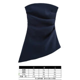 Women's Clothing 2025 Spring New New Fashion Folding Decoration Asymmetrical With Pad Shoulder Dress