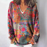 Christmas Abstract 3D Print Big V-Neck Long-Sleeved