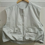 New Women's Sleeveless Pocket Baggy Vest Solid Color Cardigan Zipper Fashion Coat Women-Outfit