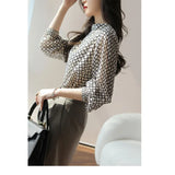 Wearing Beauty Thin Paper People Print Half-High Collar Double-Layer Heavy Joe Its Simulation Silk Shirt