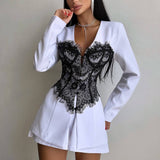 Lace Suit + Three-Point Shorts Set Party Dinner Light Luxury Temperament Commuting