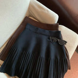 Knitted Pleated High-Waisted Mini Skirt-Outfit