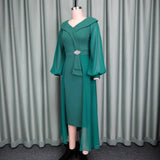 Yarn Lantern Sleeve Ass Skirts Irregular Skirt Elegant Dinner Dress Women's Dress