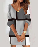 New Fashion Casual V-Neck Print Dress Women's
