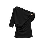 Homemade New Women's Clothing Fashionable Asymmetric Nylon Top
