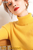 Women Casual Soft Cashmere Elastic Sweaters Turtleneck Slim Knit Pullovers For Women Solid Jumpers