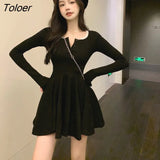 Sleeve Dress Women Casual Sexy Spicy All-match Solid Mini Breathe Vestidos Tender Retro Street Wear Clothing Schoolgirl