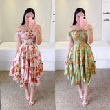 Ebay Dress Word Shoulder Irregular Shoulder Digital Print Long