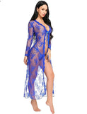 Lady Sexy Lace Mesh Transparent Sex Robe Nightdress Direct Sales-Outfit