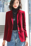 2023 Spring Autumn New Suit Coat Women Fashion Slim Velvet Long-sleeved Suit Jacket Female Casual